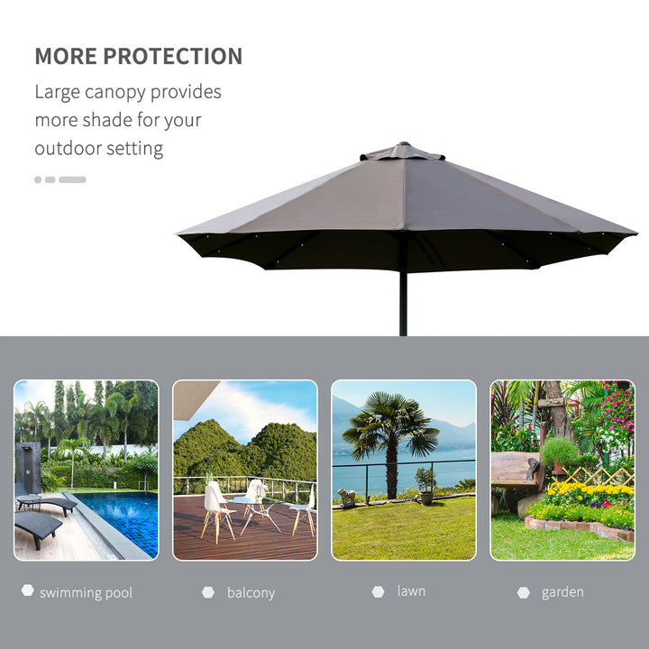 4.4m Double-Sided Sun Umbrella Patio Parasol LED Solar Lights Dark Grey