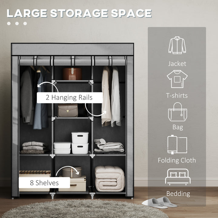 MCL Fabric Wardrobe, with Rails and Shelves - Light Grey