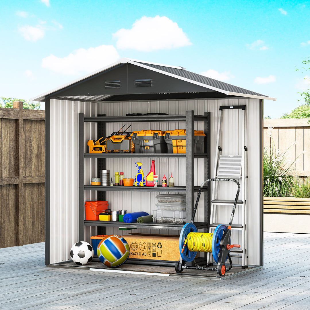 6.5x3.5ft Metal Garden Storage Shed for Outdoor Tool Storage with Double Sliding Doors and 4 Vents, Dark Grey