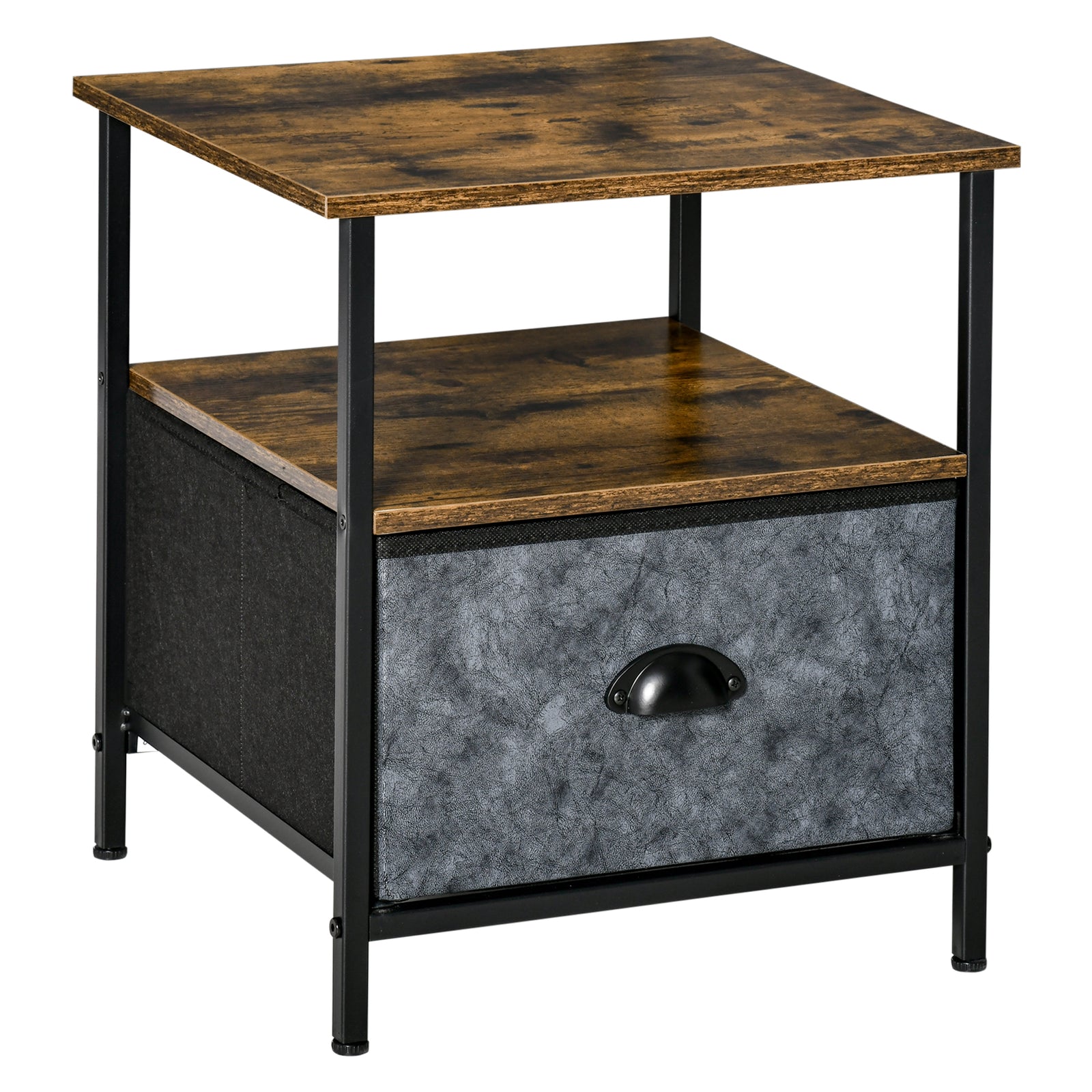 Bedside Table, Nightstand with Non-Woven Fabric Drawer, Side Table, End Table for Living room, Bedroom, Rustic Brown