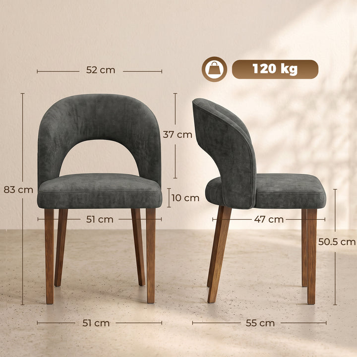 Modern Dining Chairs Set of 2, Chenille Upholstered Ergonomic Kitchen - view 3