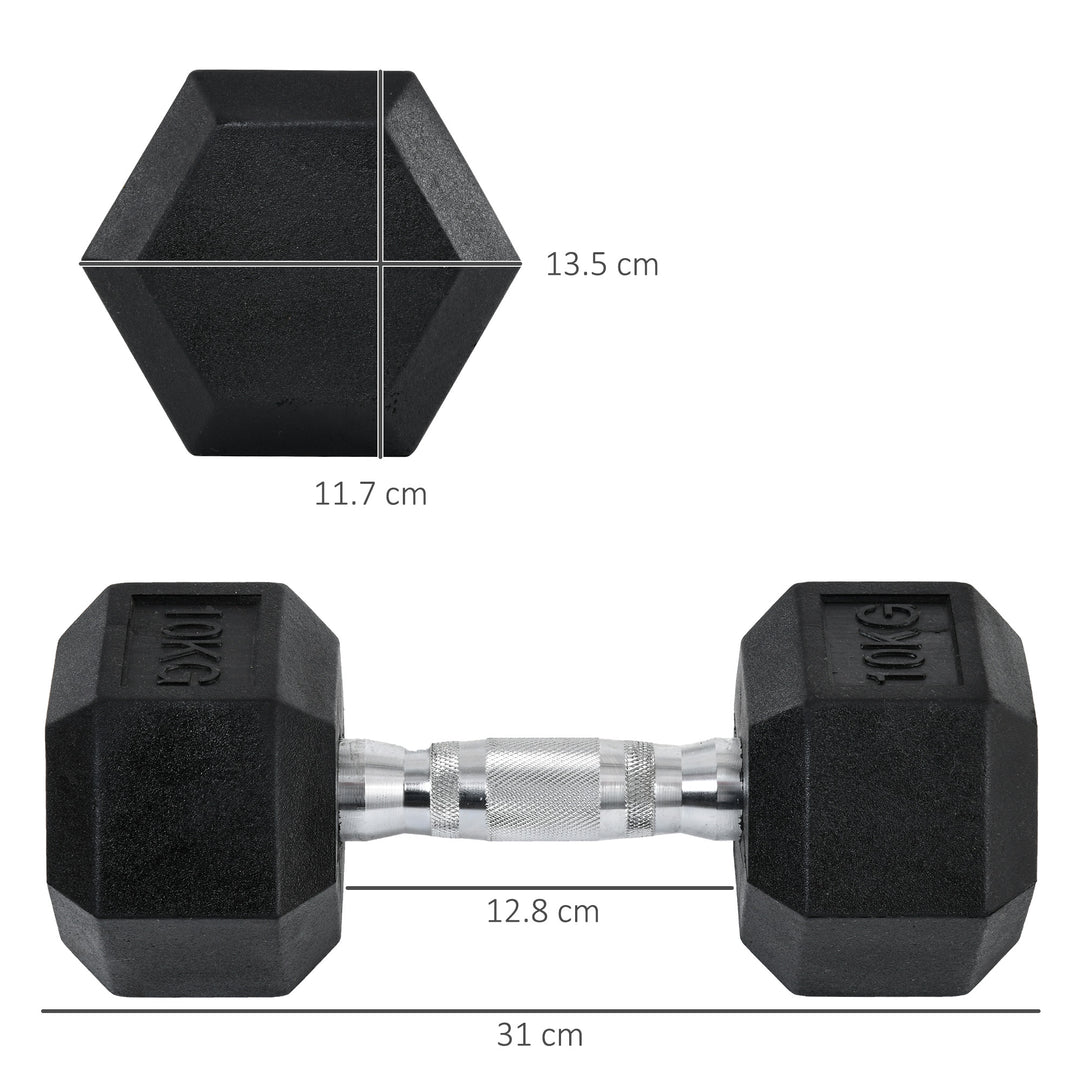 2x10kg Hex Dumbbells Set Rubber Dumbbells Weight Lifting Equipment Fitness Home Gym