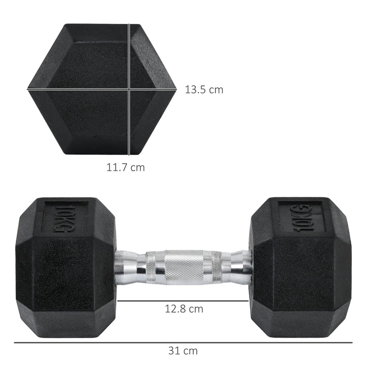 2x10kg Hex Dumbbells Set Rubber Dumbbells Weight Lifting Equipment Fitness Home Gym