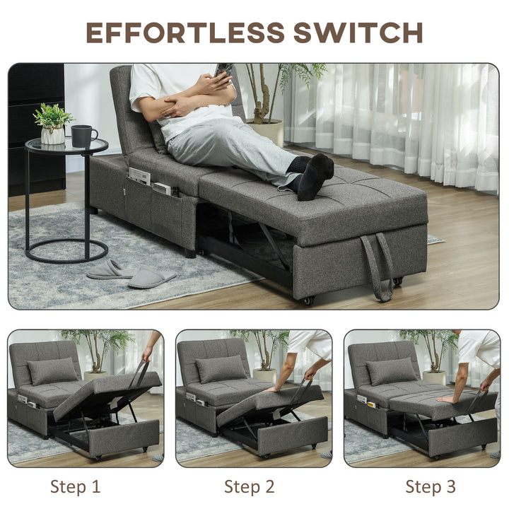 Four-In-One Single Sleeper Chair - Dark Grey