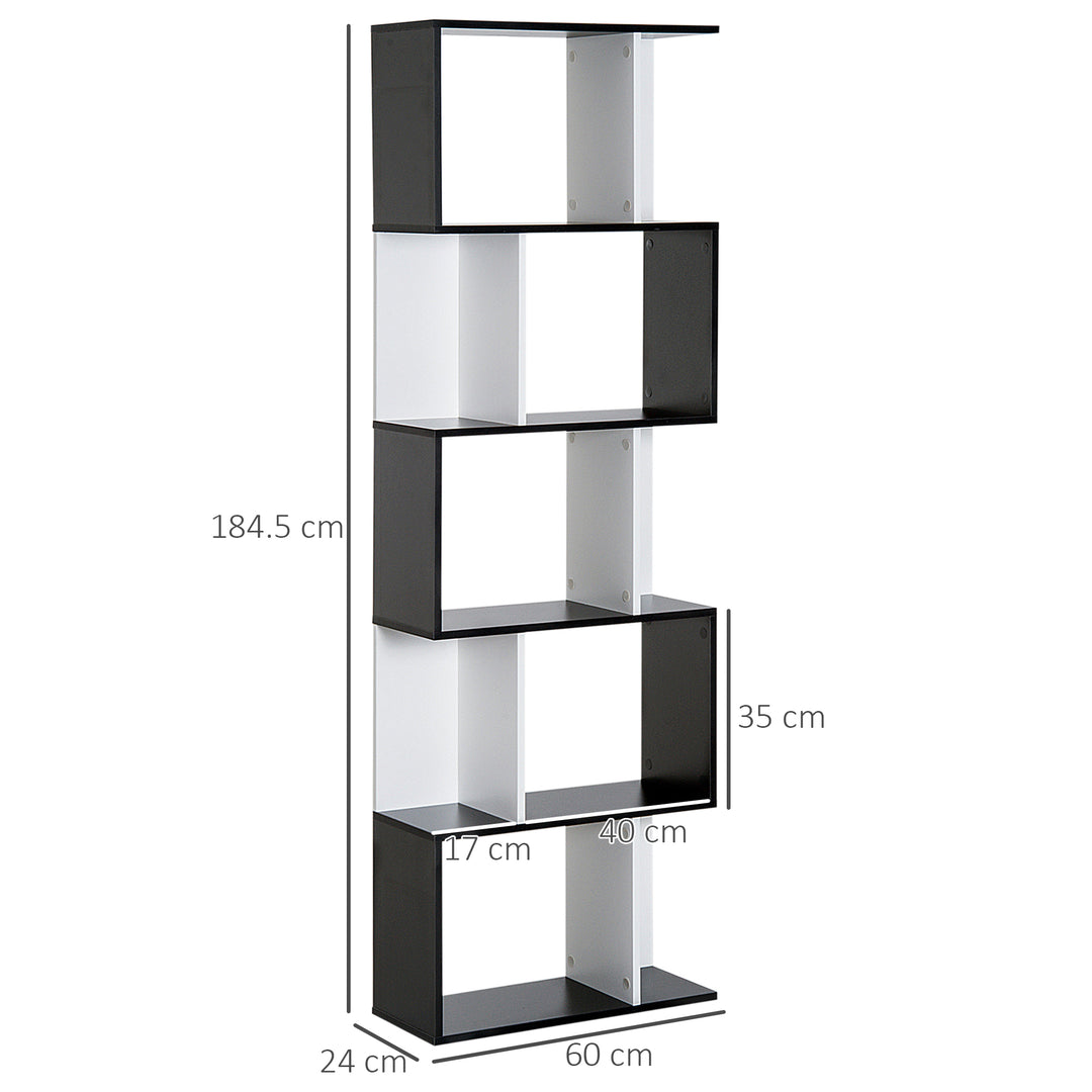 MCL Small Narrow Bookshelf Compact 5/6 Tiers Freestanding Home Office Studio Black and White