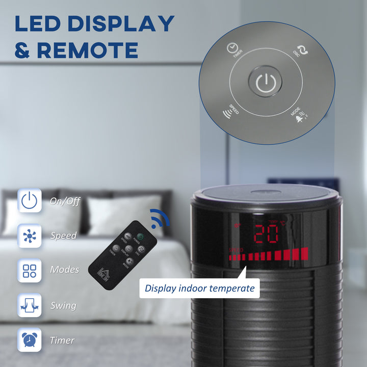 46" Oscillating Tower Fan with Remote Control, 12H Timer, 3 Speed, 4 Modes, Quiet Cooling Fans, Electric Floor Standing Fan for Home Bedroom Office, Black