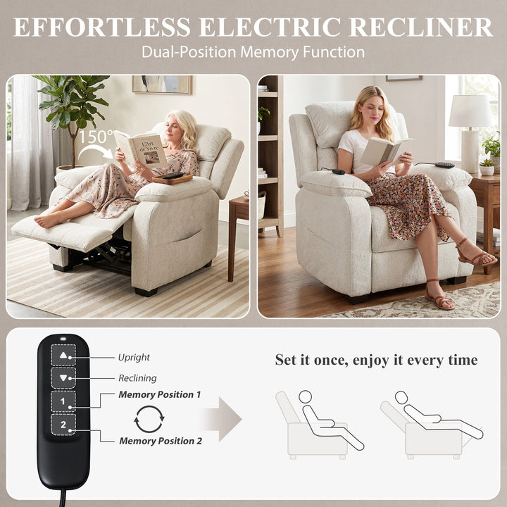 Power Recliner Armchair with Massage and Heat, Electric Reclining Chai