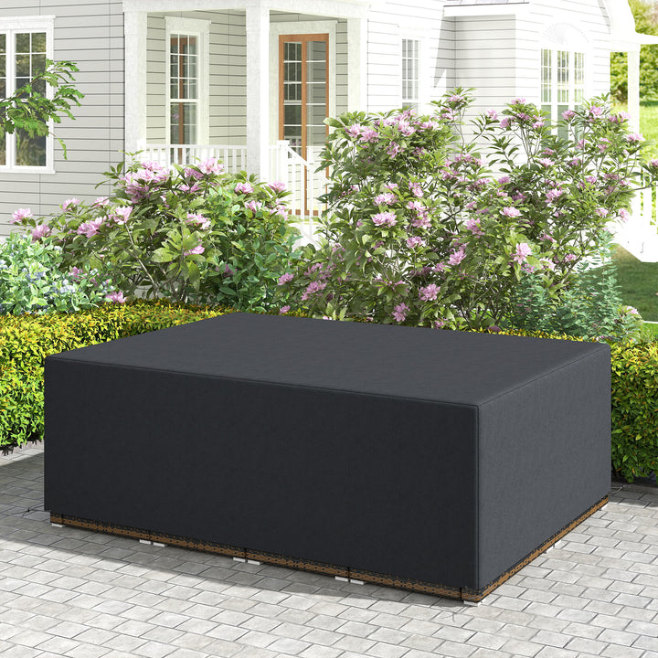 600D Oxford Outdoor Garden Furniture Sofa Set Cover, Waterproof Anti-UV Rattan Sun Lounger Protection Protector Cover, 275L x 205W x 90Hcm, Black
