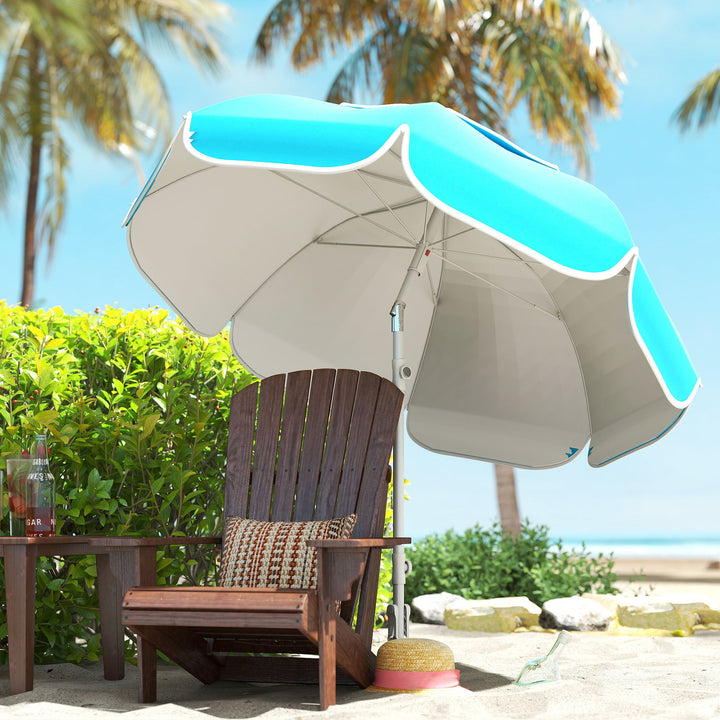 Beach Umbrella Portable with Sand Anchor, Carry Bag, Adjustable Height & Tilt, UPF50+ UV Protection, Blue