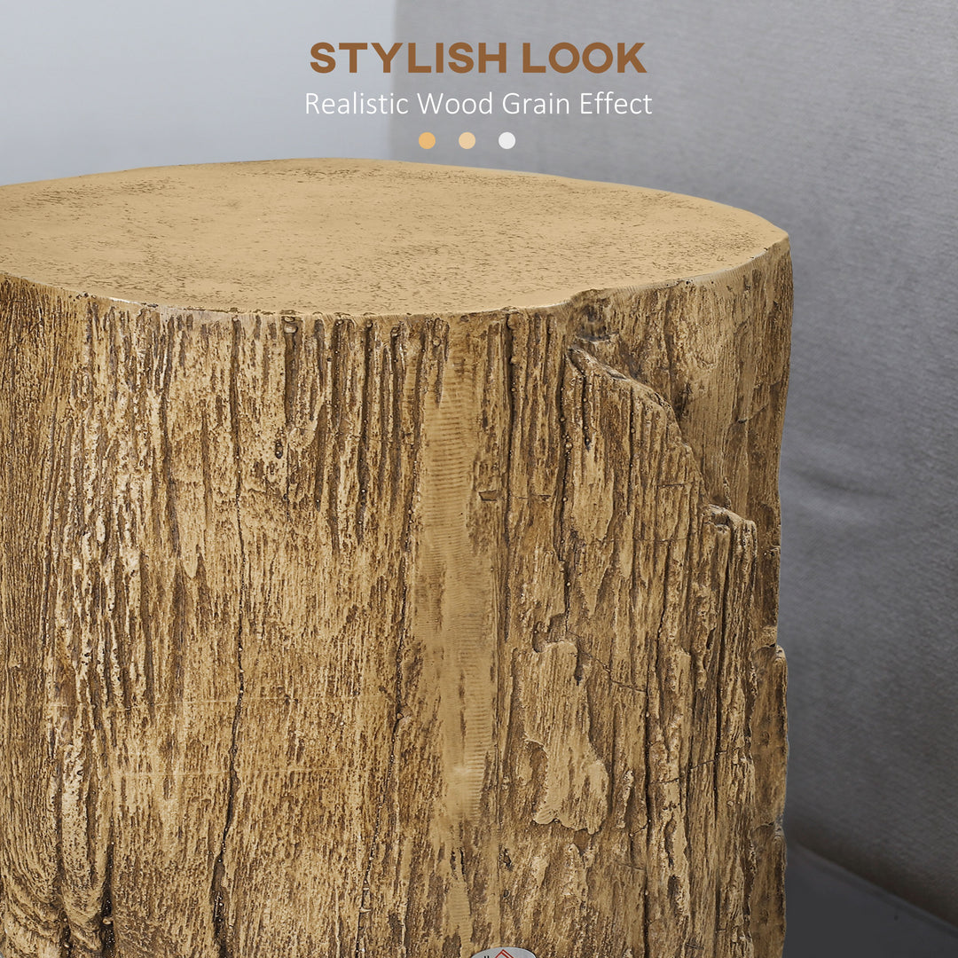 Tree Stump End Table, Round Concrete Side Table for Indoor and Outdoor