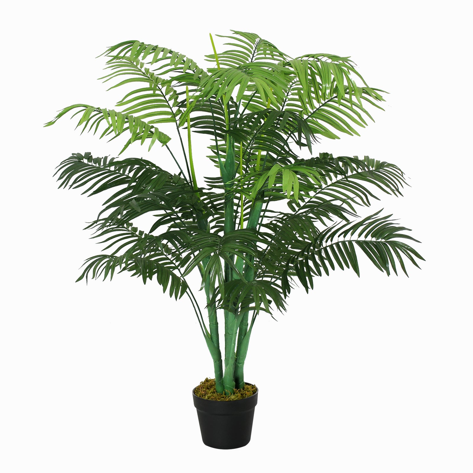 125cm/4FT Artificial Palm Plant Decorative Tree with Nursery Pot, Fake Plastic Indoor Outdoor Home Office Décor, Green