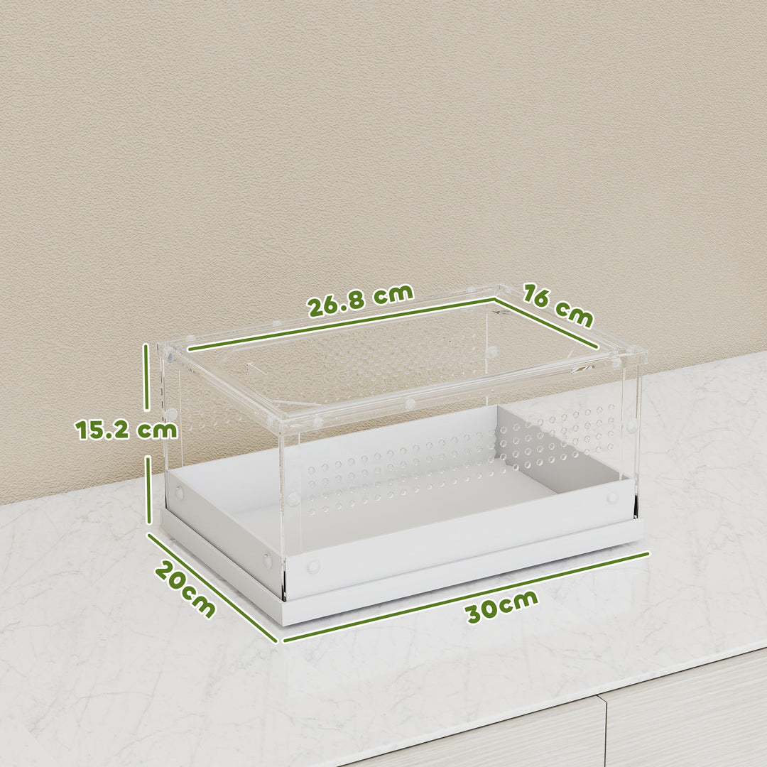 Acrylic Reptile Terrarium with Top Sliding Door, Vents, for Snake, Fro