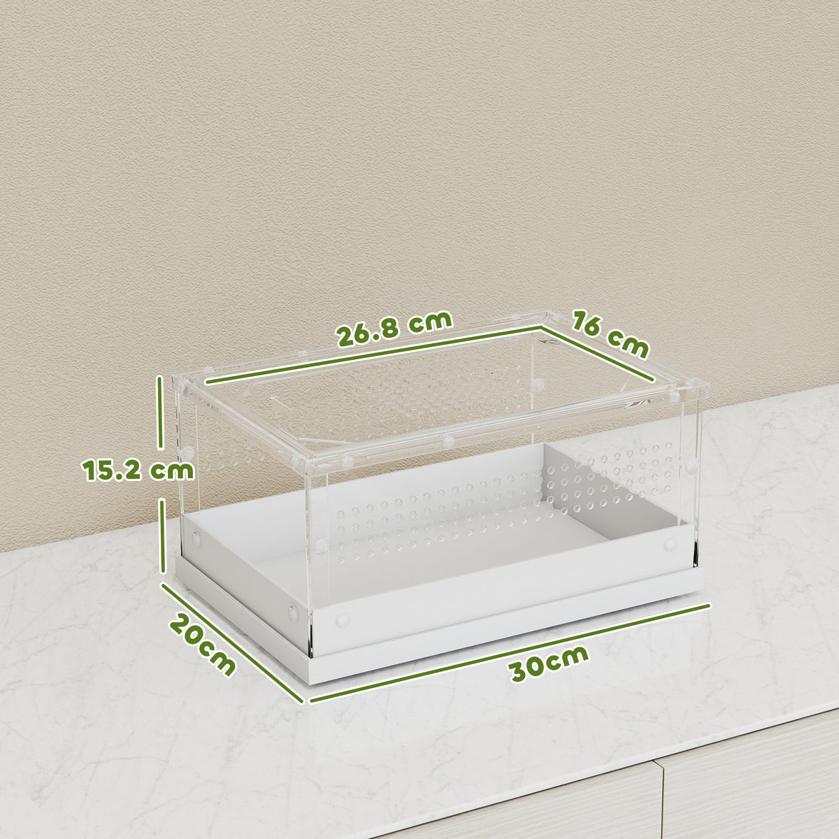 Acrylic Reptile Terrarium with Top Sliding Door, Vents, for Snake, Fro