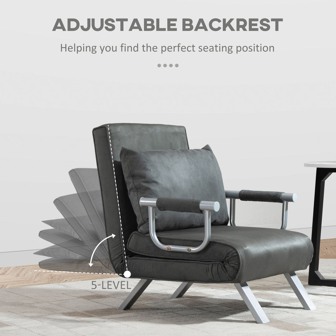 4-in-1 Faux Suede Chair Bed - Grey