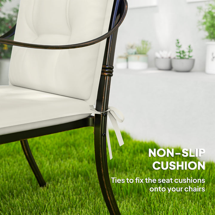 Set of Four Padded Garden Seat Cushions - White