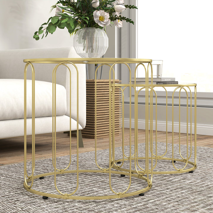 Elliptical Cut-Out Nesting Tables - Gold-Tone