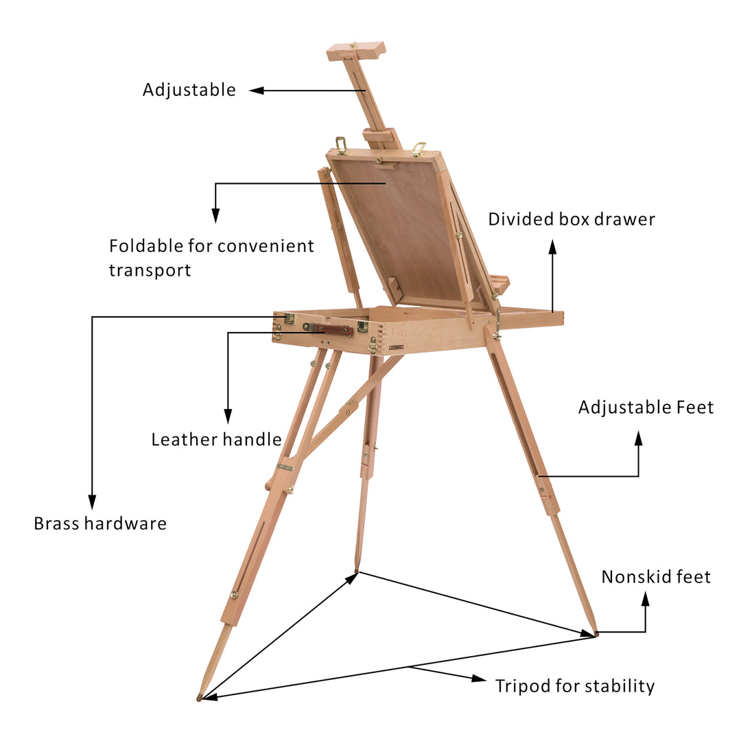 HOMCOM Wooden Art Easel Tripod Sketch Artist Painters Craft Portable Folding Drawing Board Lightweight - Natural Wood | Aosom UK