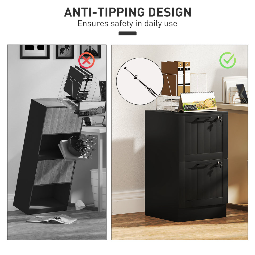 2 Drawer Filing Cabinet with Lock, Office Storage Cabinet with Adjusta