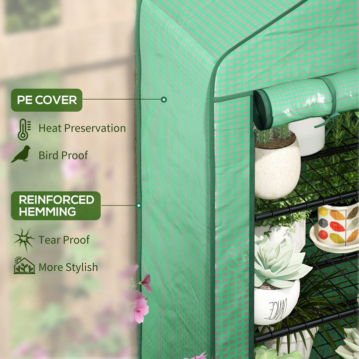 Four-Tier Mini Greenhouse, with Reinforced Plastic Cover