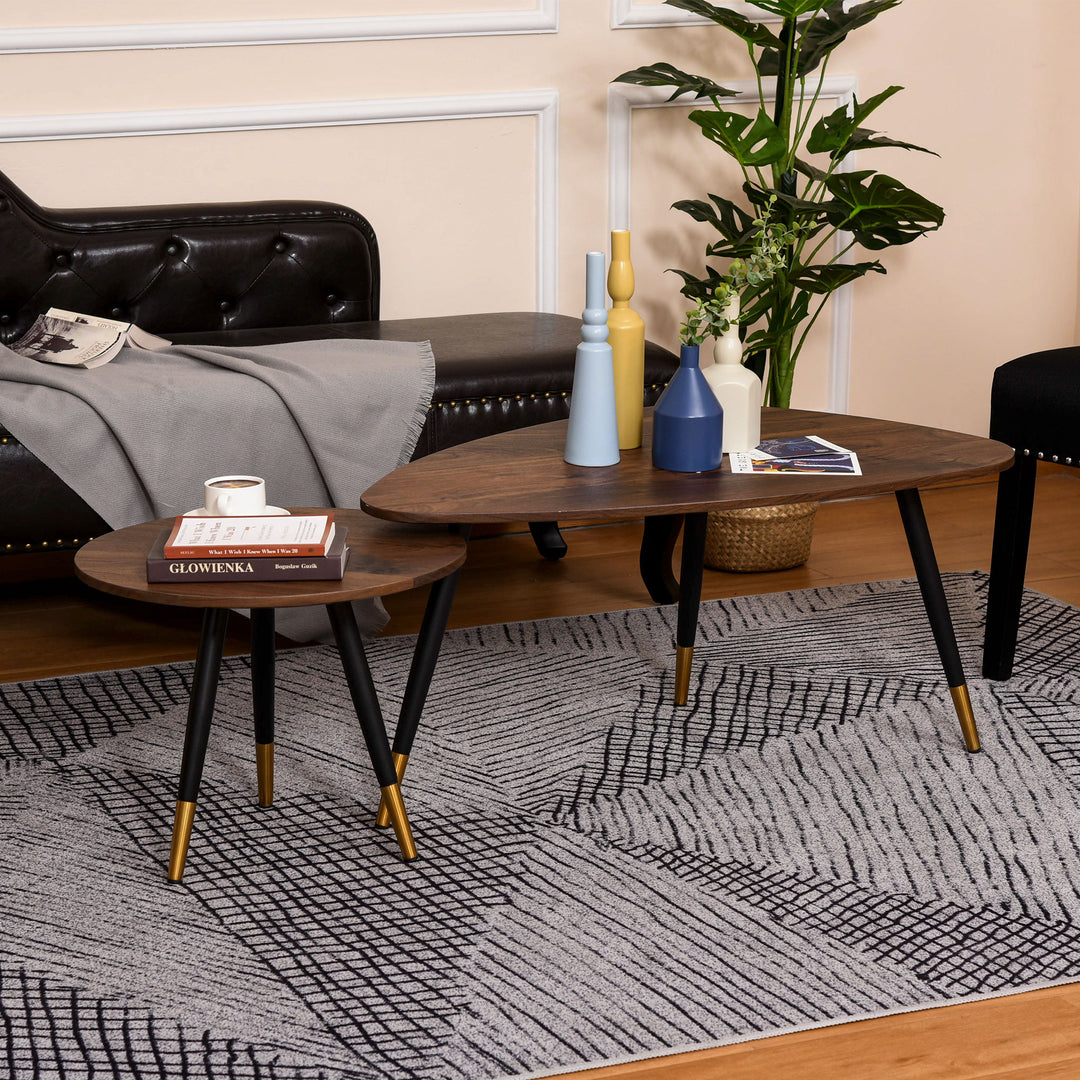 Set of Two Scandinavian-Style Coffee Tables - Walnut