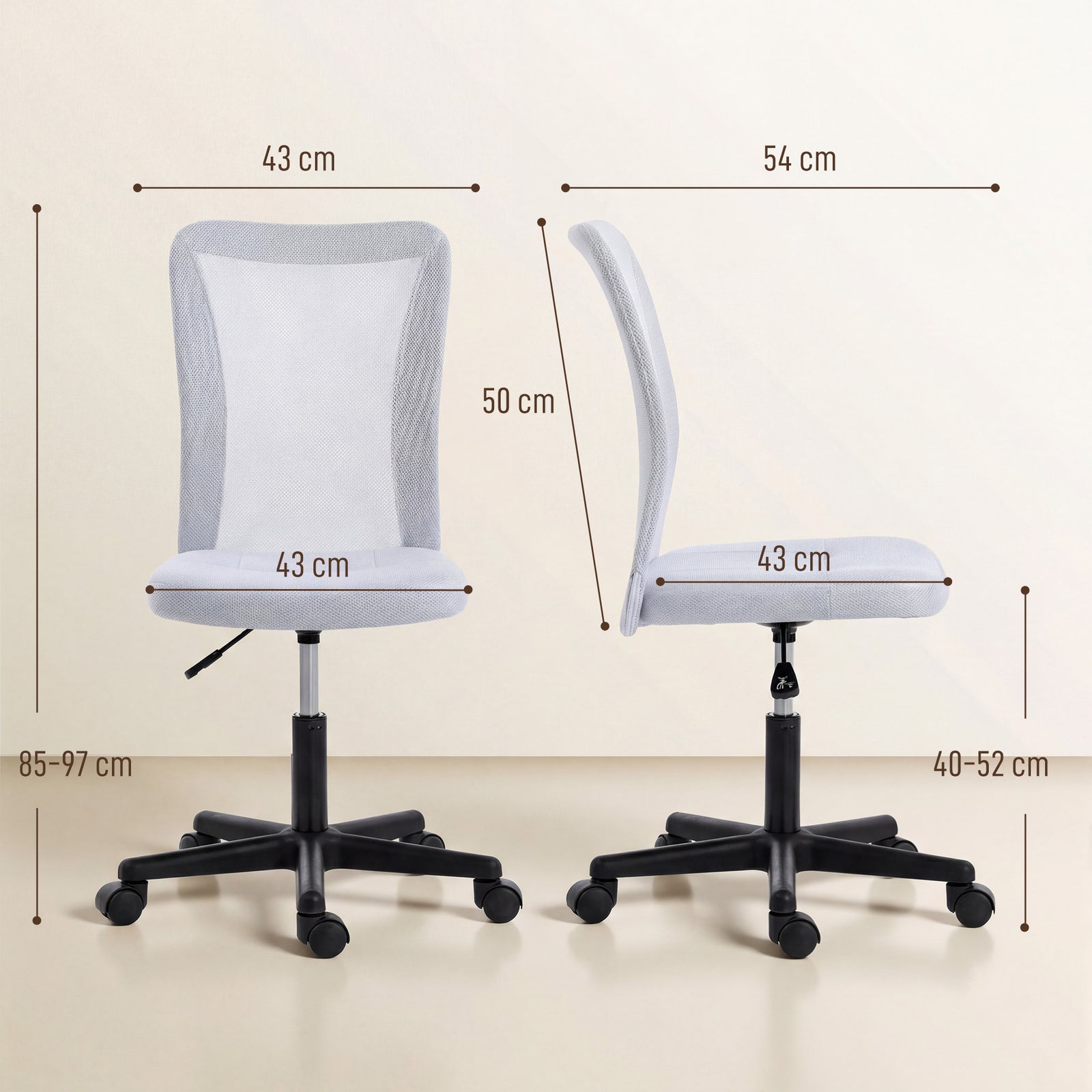 Mesh Office Chair Armless Swivel Executive Computer Desk Chair Adjusta