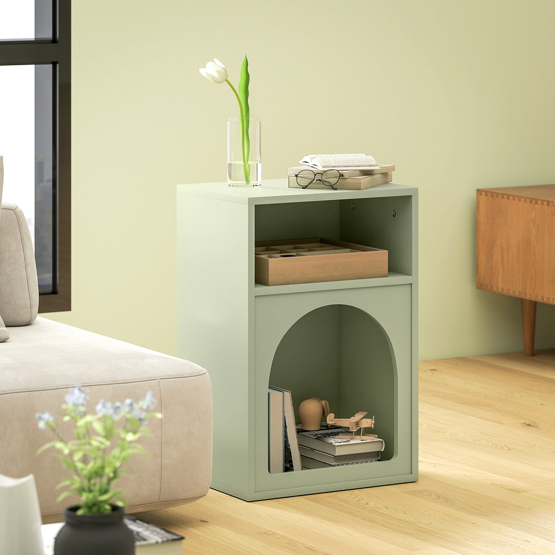 Bedside Table with 2 Open Compartments - Light Green