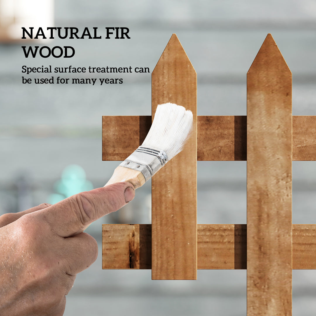 MCL Pack of 12 Wooden Border Fences, Garden Fixed Picket Fence for Lawn Edging, Flowerbed, 60L x 1D x 34H cm, Brown