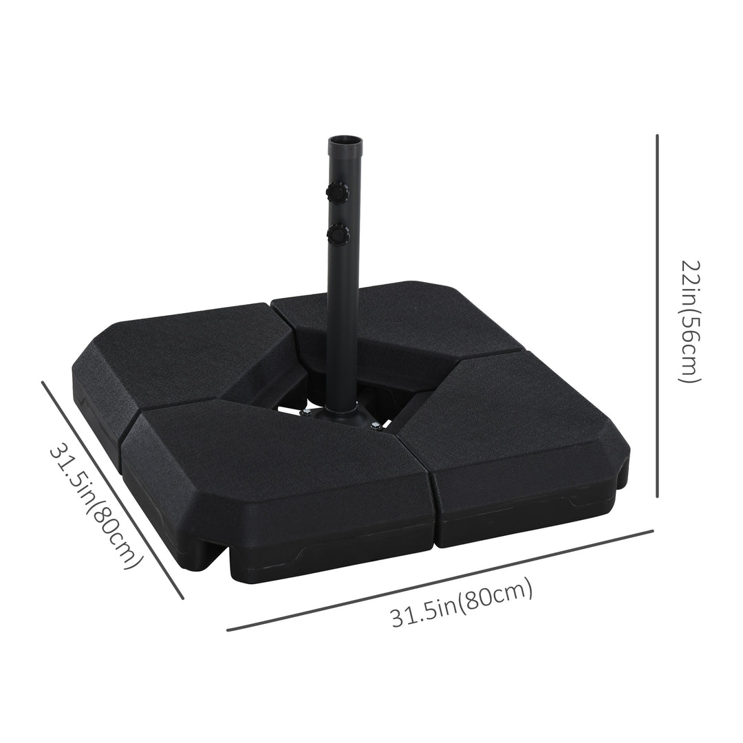 4PCs Fillable Parasol Base Weights with Steel Cross Base Garden Umbrella Stand 60L Water or 72kg Sand Filled Weights Plastic Black