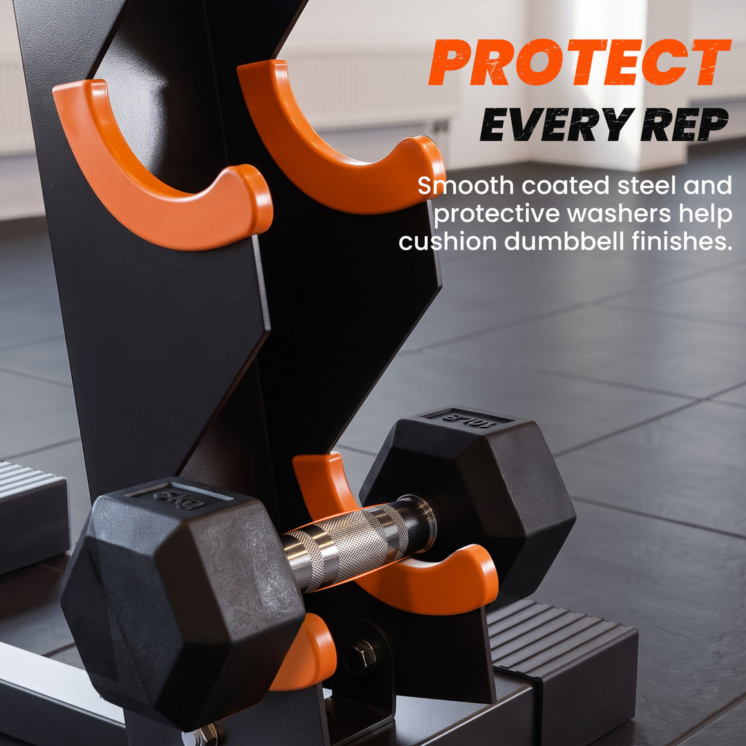 5-Tier Dumbbell Rack, A-Frame Weight Stand with Protective Washers - view 6