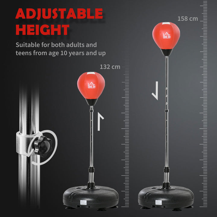 MCL Punching Bag with Stand, 133-151cm Adjustable Height, for Teens, Red/Black