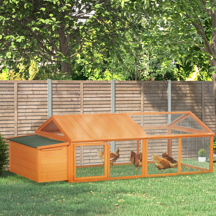 PawHut Wooden Chicken Coop with Nesting Box, Openable Roof, for 4-8 Chickens, Ducks, Orange | Aosom UK