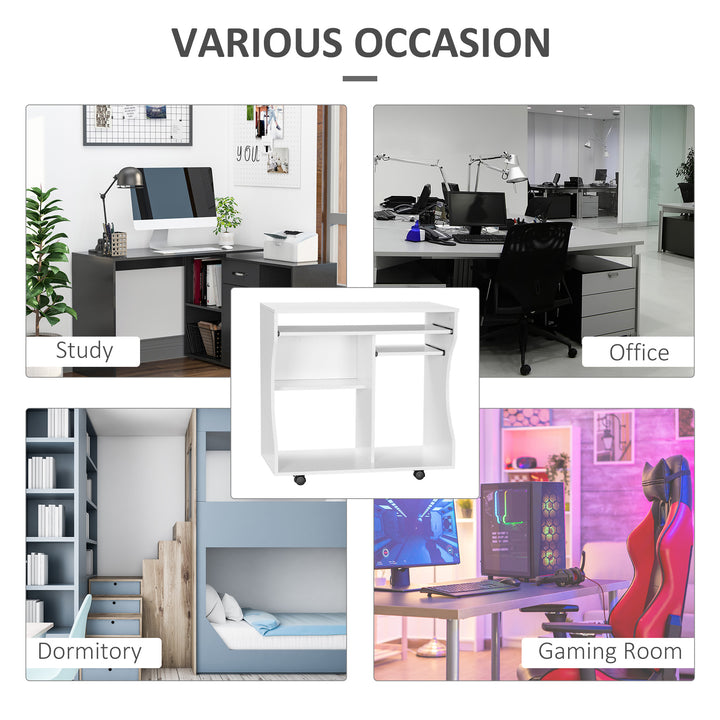 MCL Multi-Storage Compact Work Desk, with Wheels - White