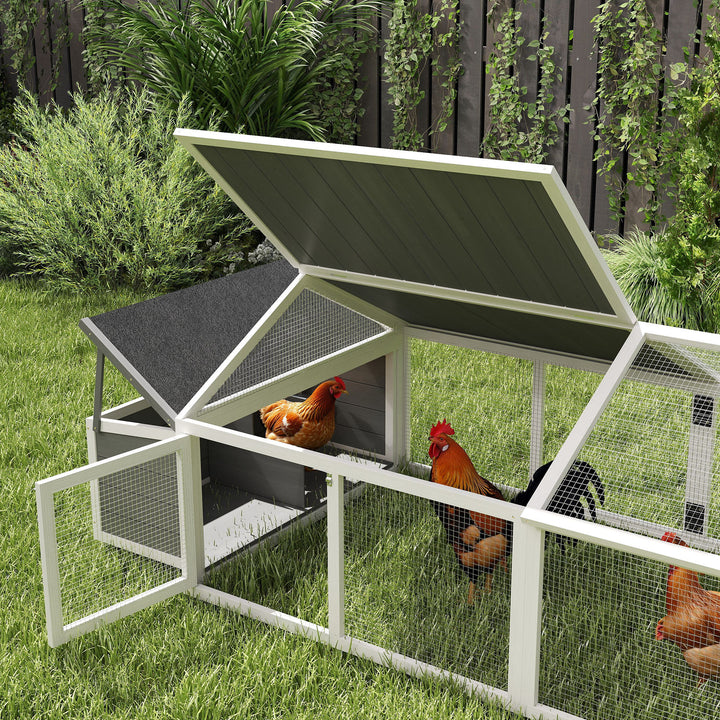 Wooden Chicken Coop with Nesting Box, Openable Roof, for 4-8 Chickens, White