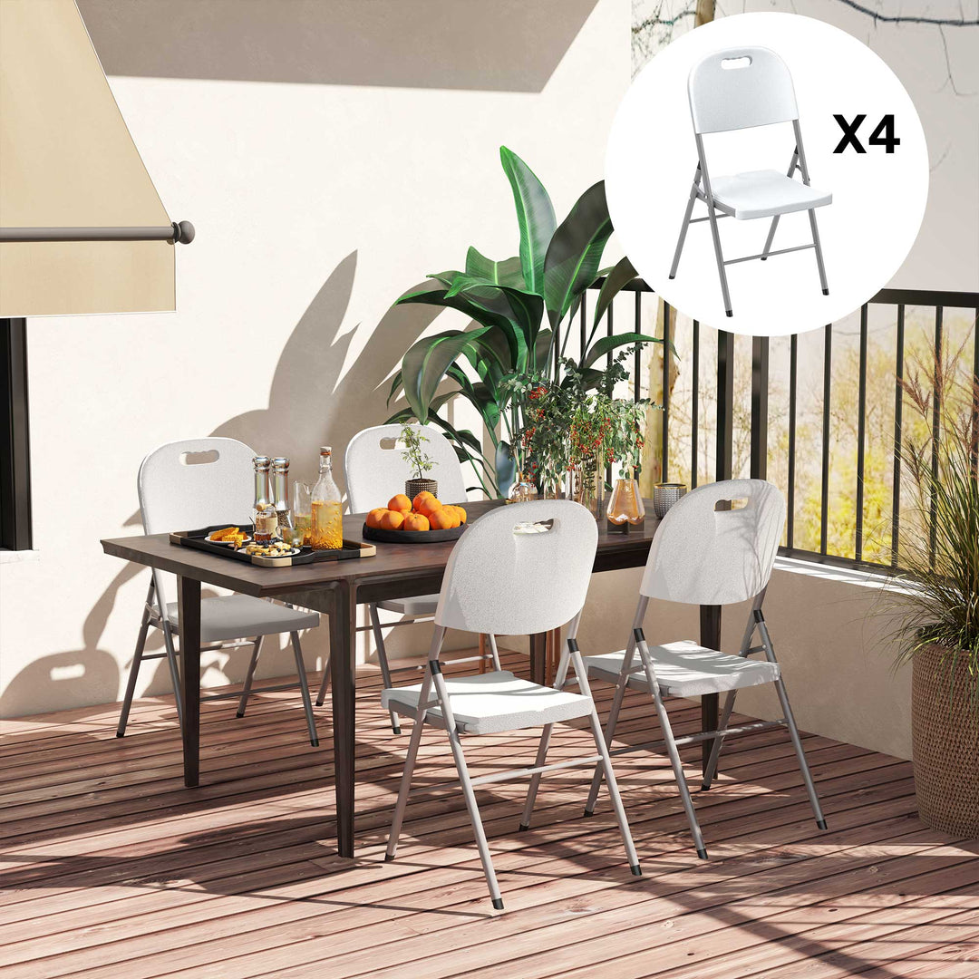 Set of Four Foldable Outdoor Chairs - White