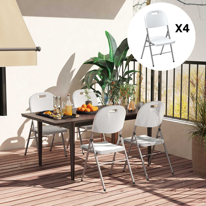 Set of Four Foldable Outdoor Chairs - White