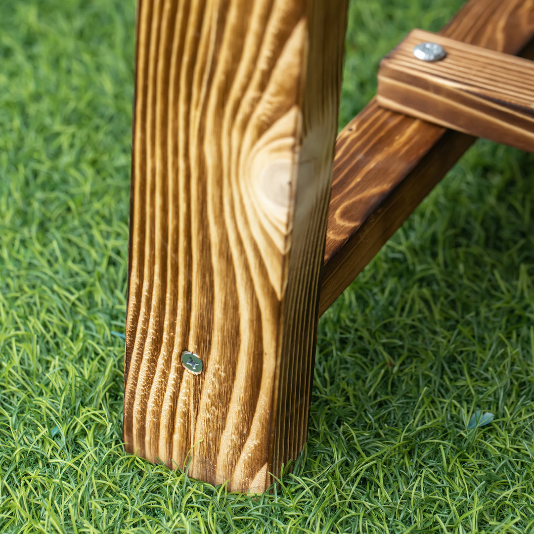 1 Piece 2-seater Outdoor Indoor Wooden Garden Bench Fir Patio Loveseat, 110L x 38W x 35Hcm, Carbonised