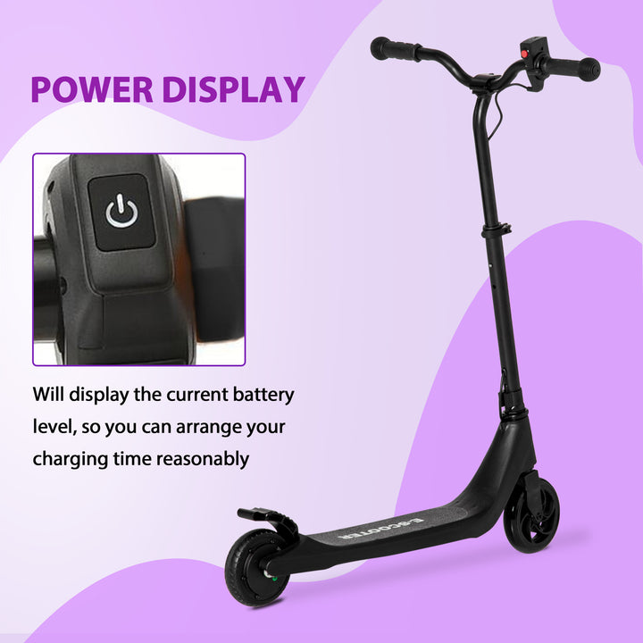 Electric Scooter, 120W Motor E-Scooter, Adjustable Height, Rear Brake for Ages 6+ Years - Black