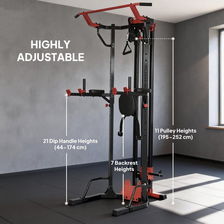 Power Tower with Lat Pull Down Machine, Pull Up Bar, Dip Station, Adju