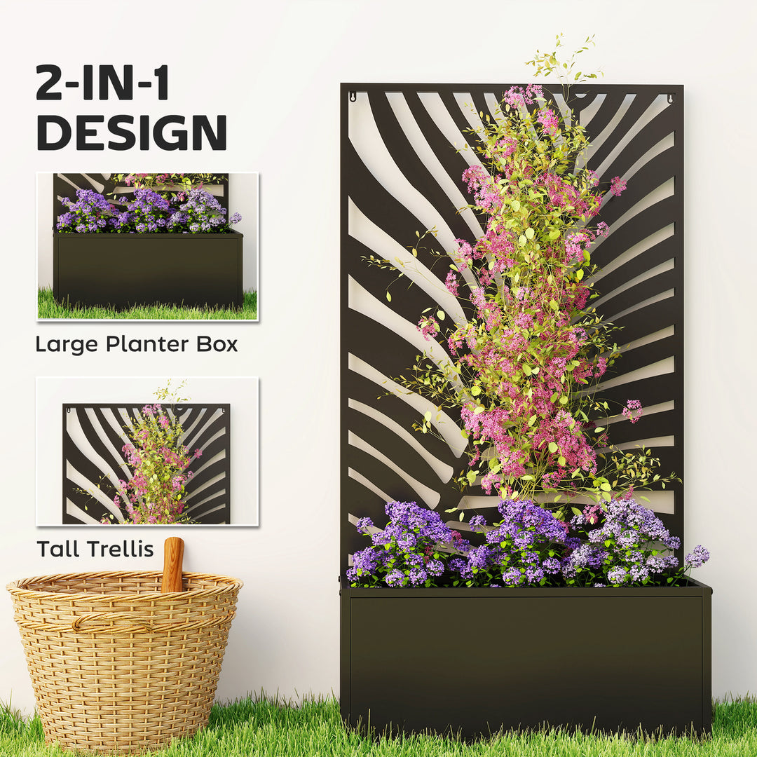 Metal Garden Bed for Garden with Trellis, Wall Mounted or Freestanding