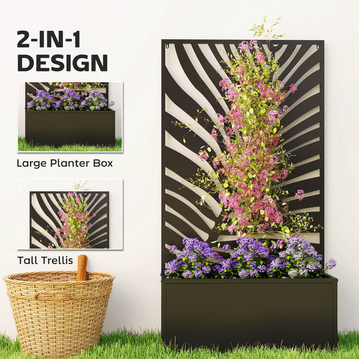 Metal Garden Bed for Garden with Trellis, Wall Mounted or Freestanding