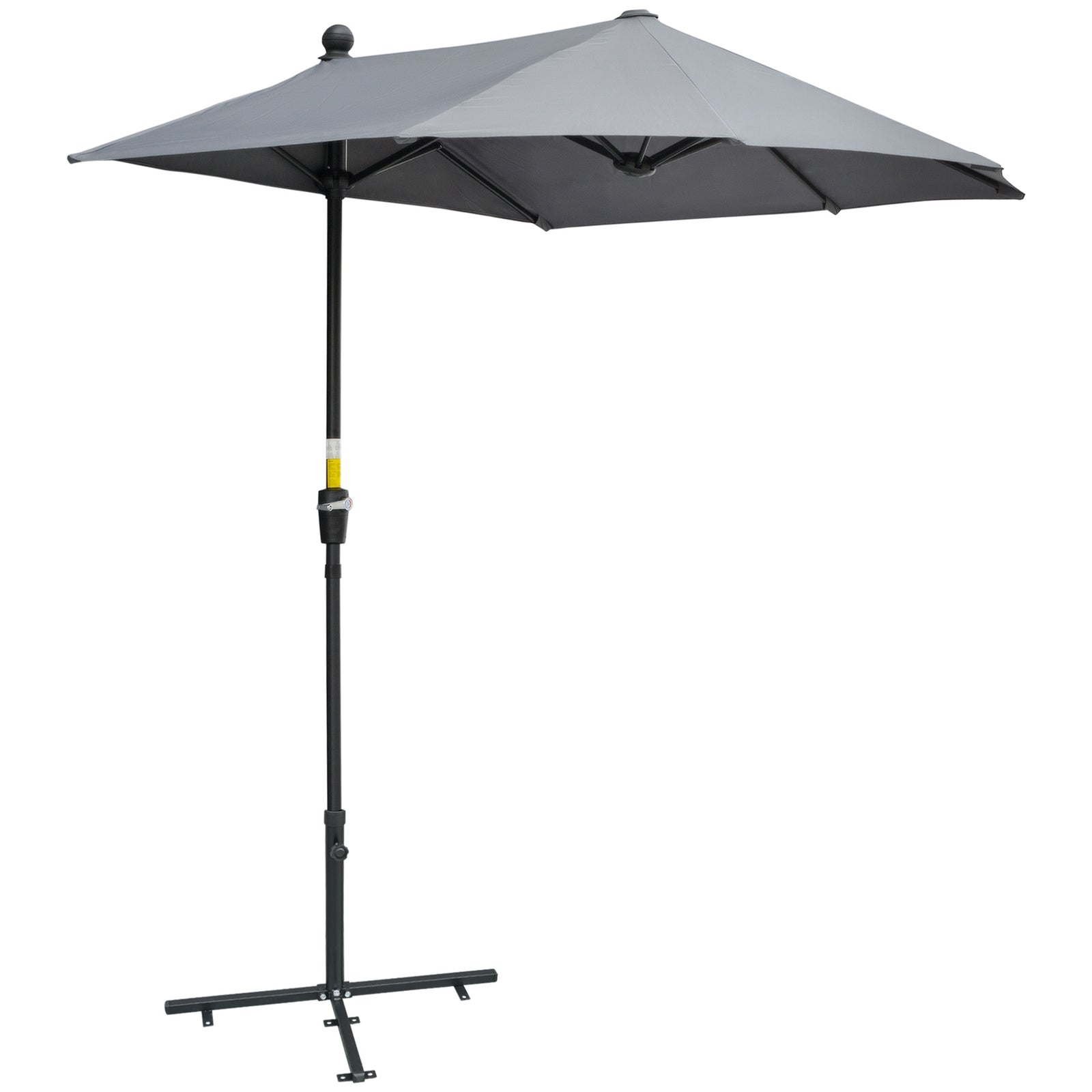 2m Half Parasol Market Umbrella Garden Balcony Parasol with Crank Handle, Base, Double-Sided Canopy, Dark Grey