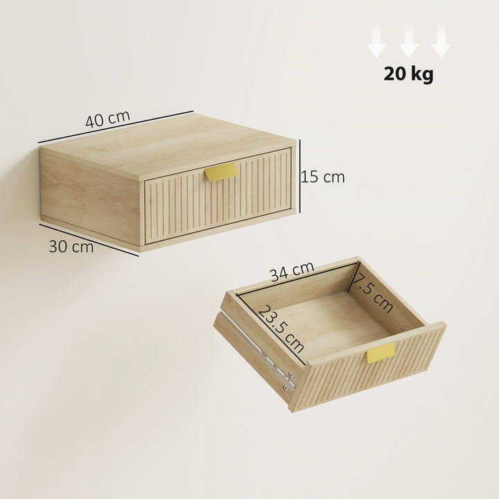 Modern Floating Nightstands Set of 2, Wall Mounted Bedside Tables with