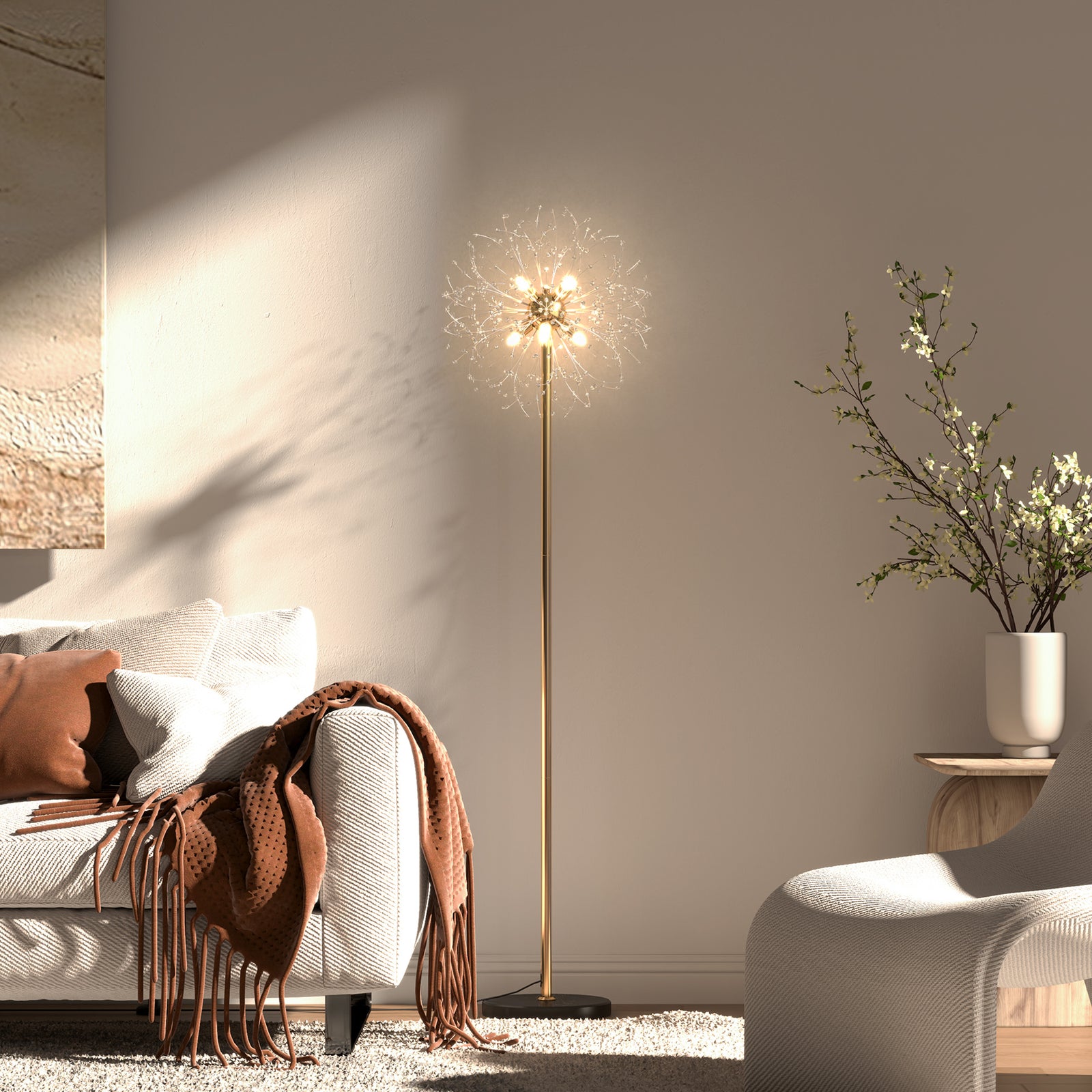 160cm Dandelion-Crystallite Floor Lamp, with Foot Switch