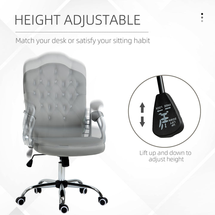 Velvet-Feel Work Chair, with Diamante Back - Grey
