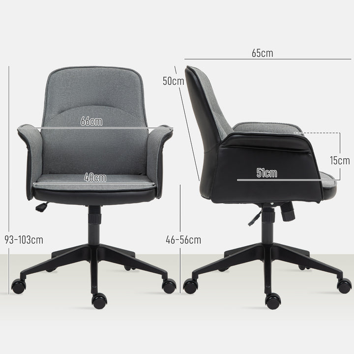 Linen and Faux Leather Mix Office Chair - Grey