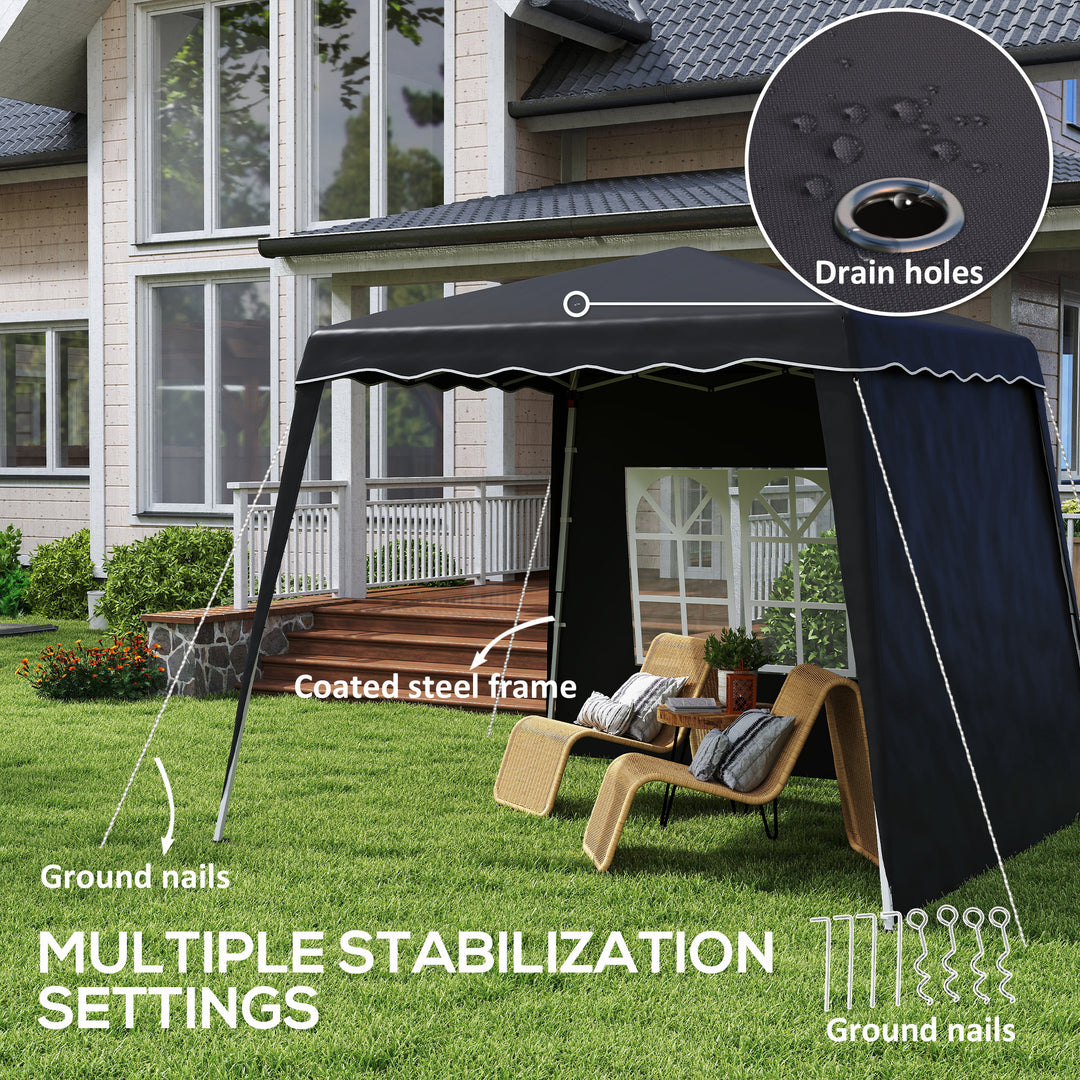 2.4 x 2.4m Two Wall Pop Up Gazebo - Black