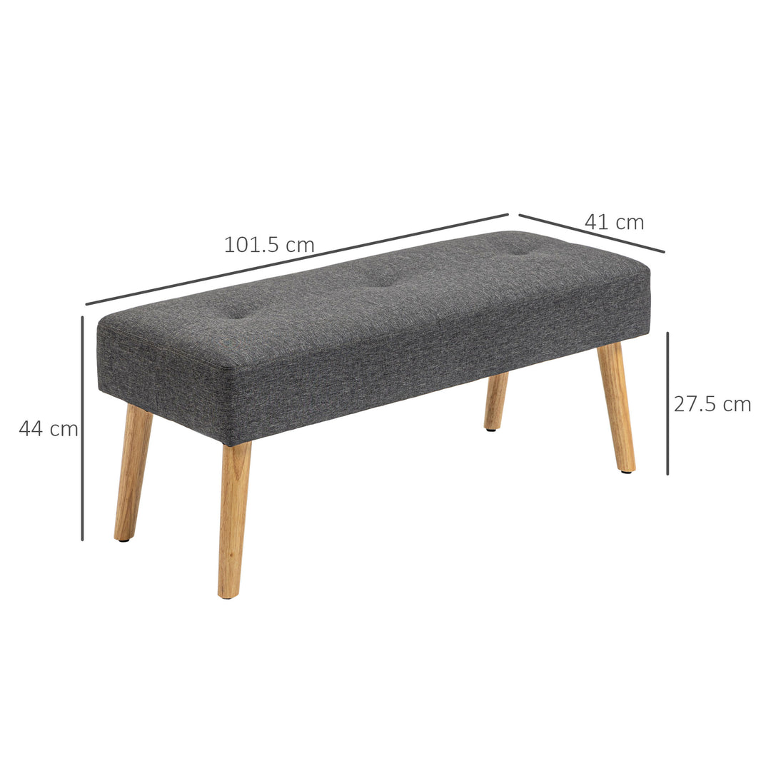 HOMCOM Multifunctional Bed End Bench Tufted Upholstered Shoe Bench Ottoman Footstool Linen Fabric for Entryway Living Room Grey | Aosom UK