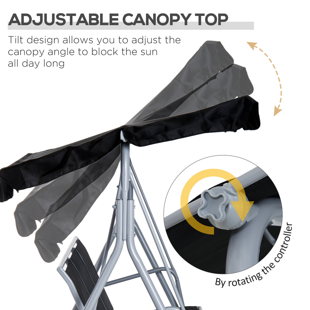 Outdoor 3-Seater Swing Chair-Black