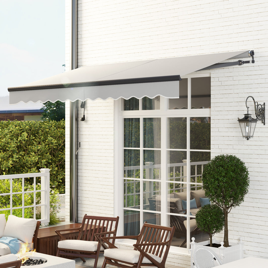 3.5 x 3(m) Electric Awning with Remote Controller, Aluminium Frame DIY Retractable Awning, UPF30+ Sun Shade Canopy for Garden Patio Deck Door Window, Light Grey