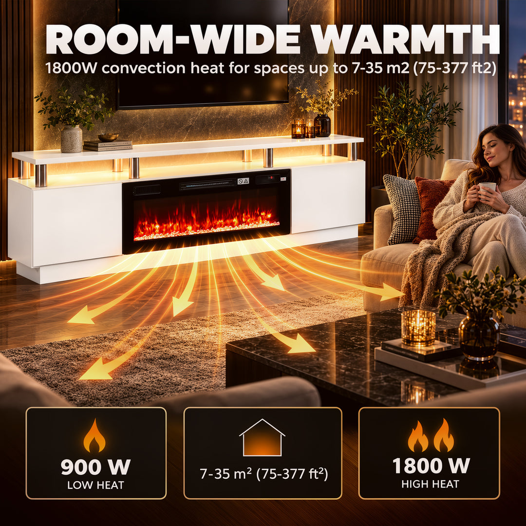 Electric Fireplace TV Stand for 80" TVs, 1800W LED Light - view 6